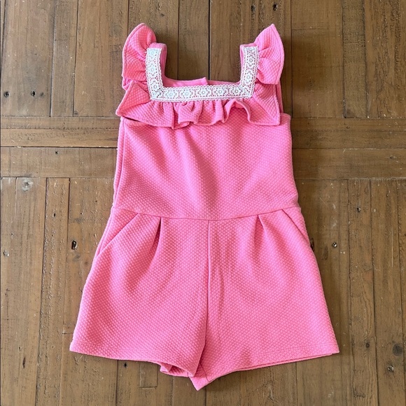 Janie and Jack Other - Janie and jack pink quilted short romper lace ruffles girls 4